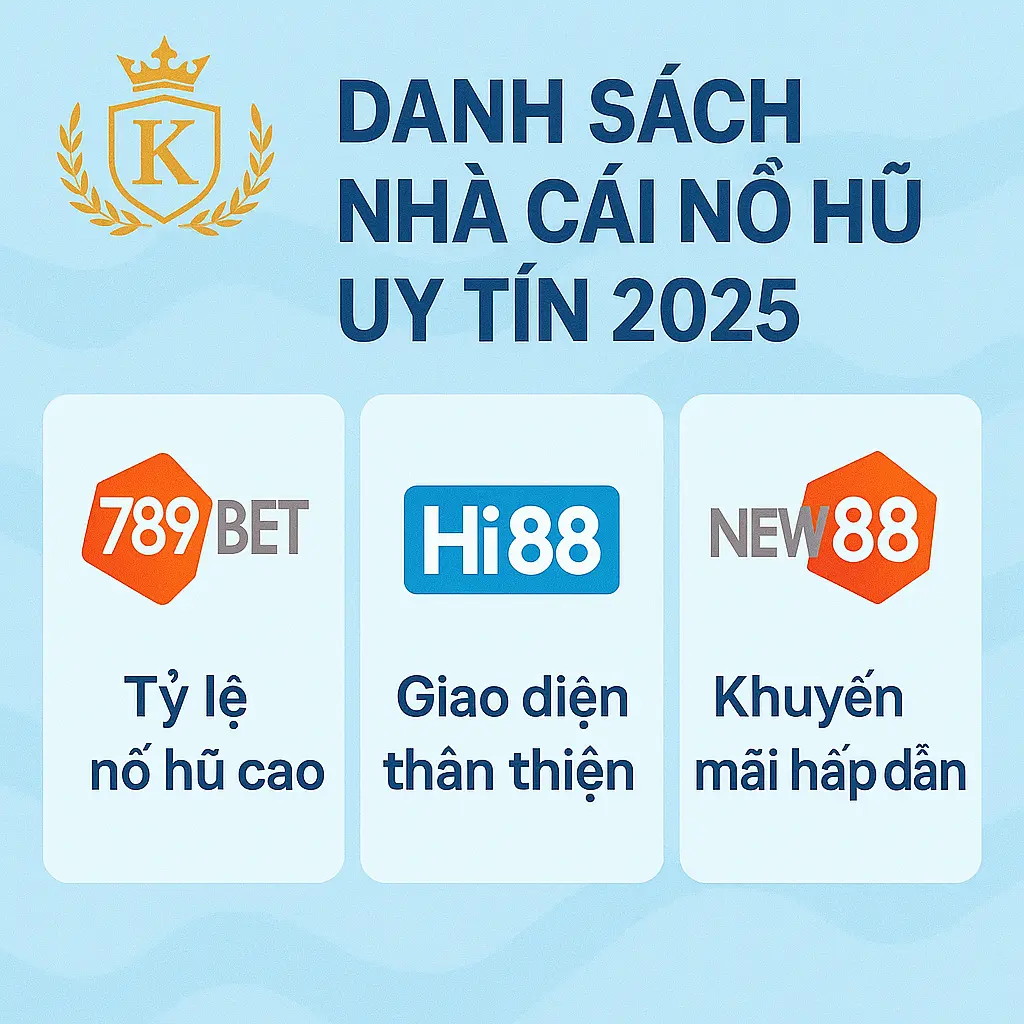 Danh sách nhà cái nổ hũ uy tín 2025 như 789bet, Hi88, New88 với ưu đãi và giao diện thân thiện